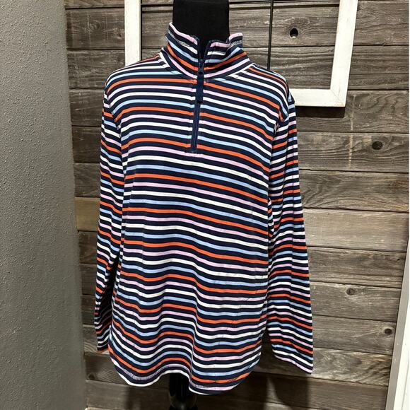 St. John’s Bay striped 1/4 zip pullover women's size petite medium - Picture 1 of 7